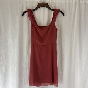 Wilfred Ruffled Mini Dress in Rosy Red